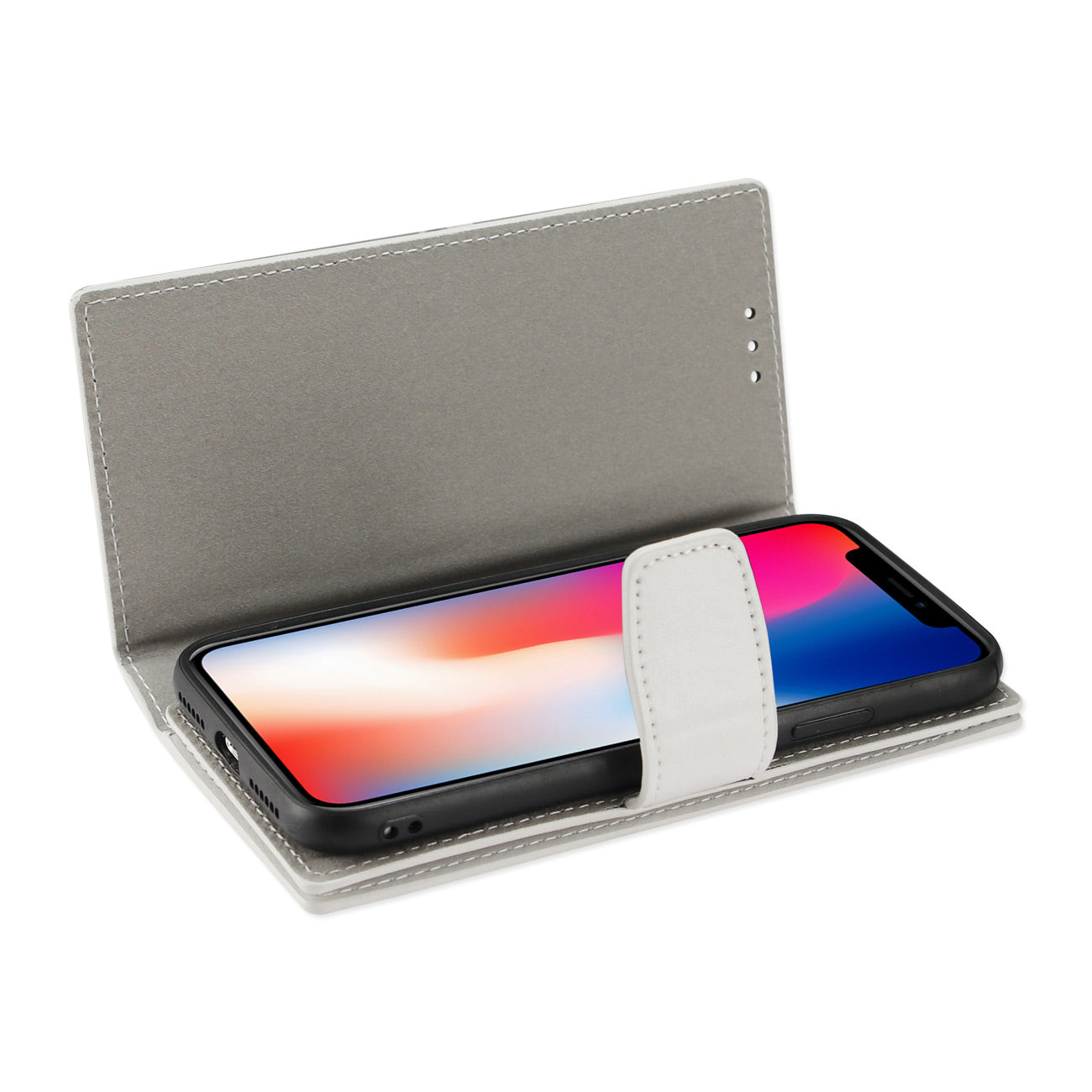 Wallet Case Genuine Leather With RFID Card Protection iPhone X/ iPhone XS Ivory Color
