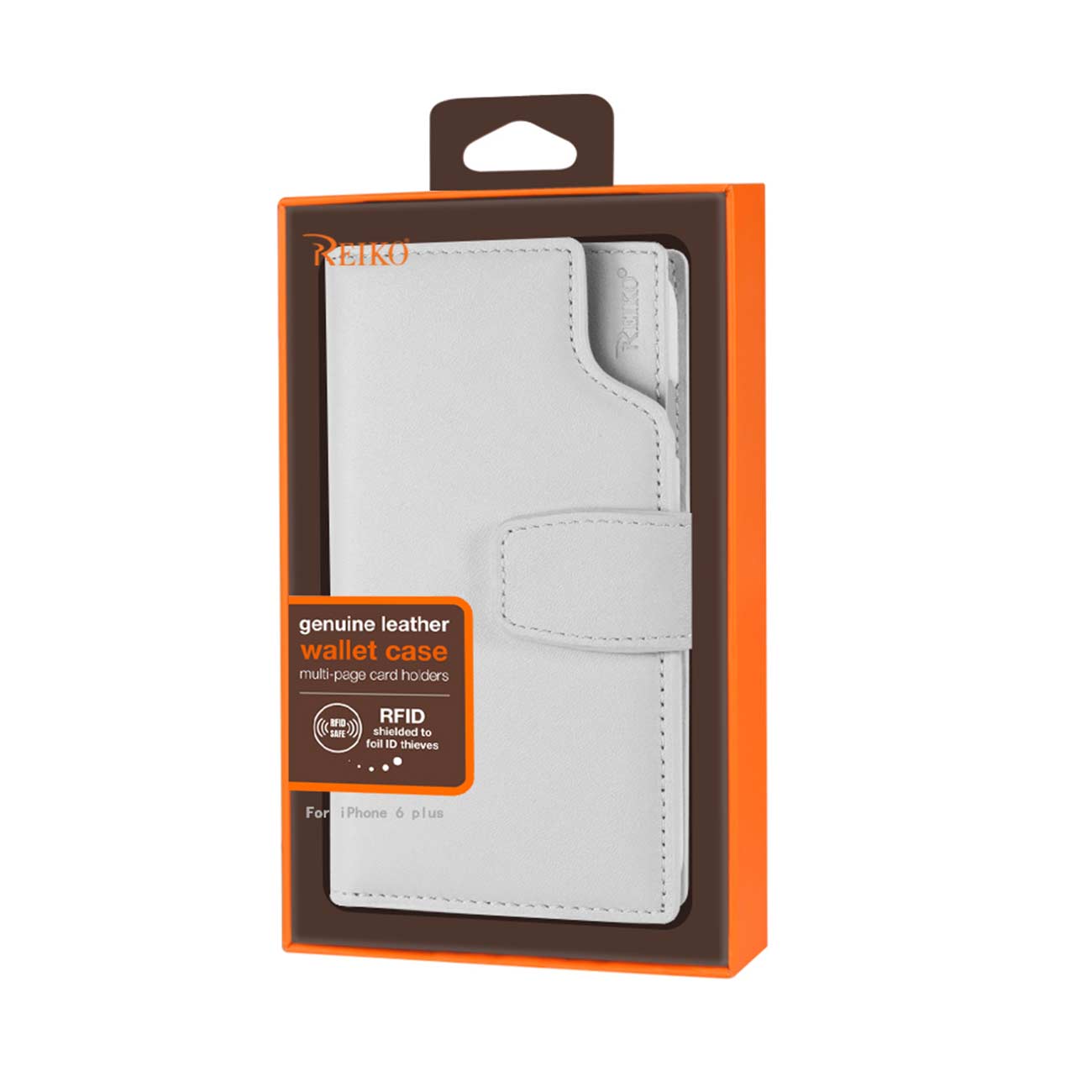 Wallet Case Genuine Leather With Open Thumb Cut iPhone 6 Plus Ivory Color