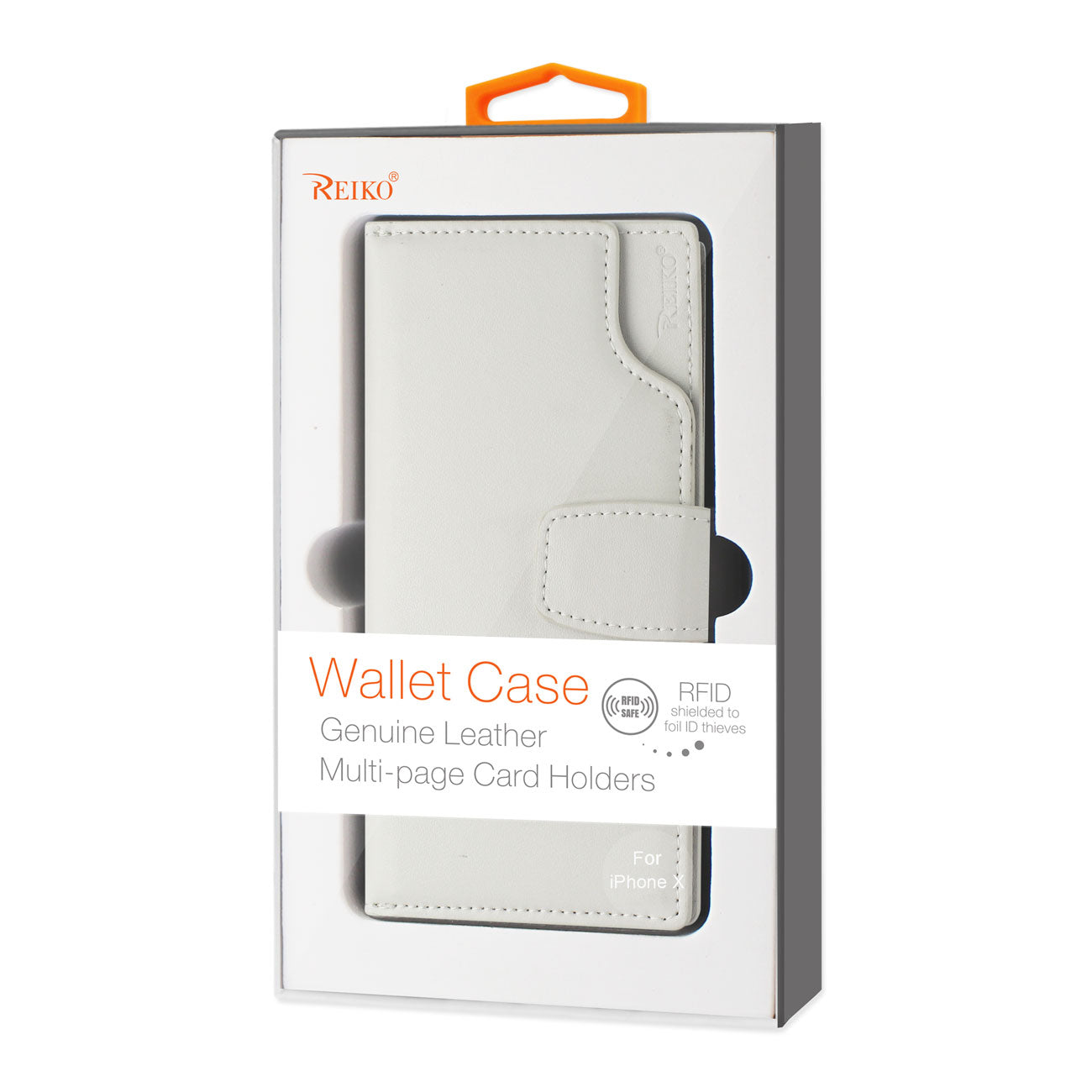 Wallet Case Genuine Leather With Open Thumb Cut iPhone X/ iPhone XS Ivory Color
