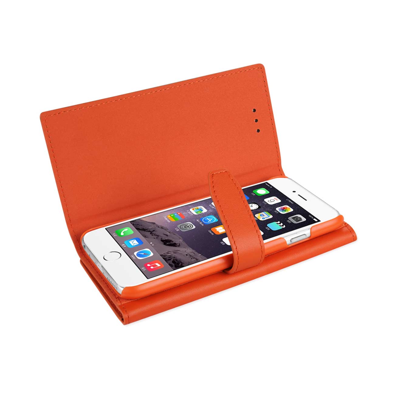 iPhone 6 Plus Genuine Leather Rfid Wallet Case In Tangerine