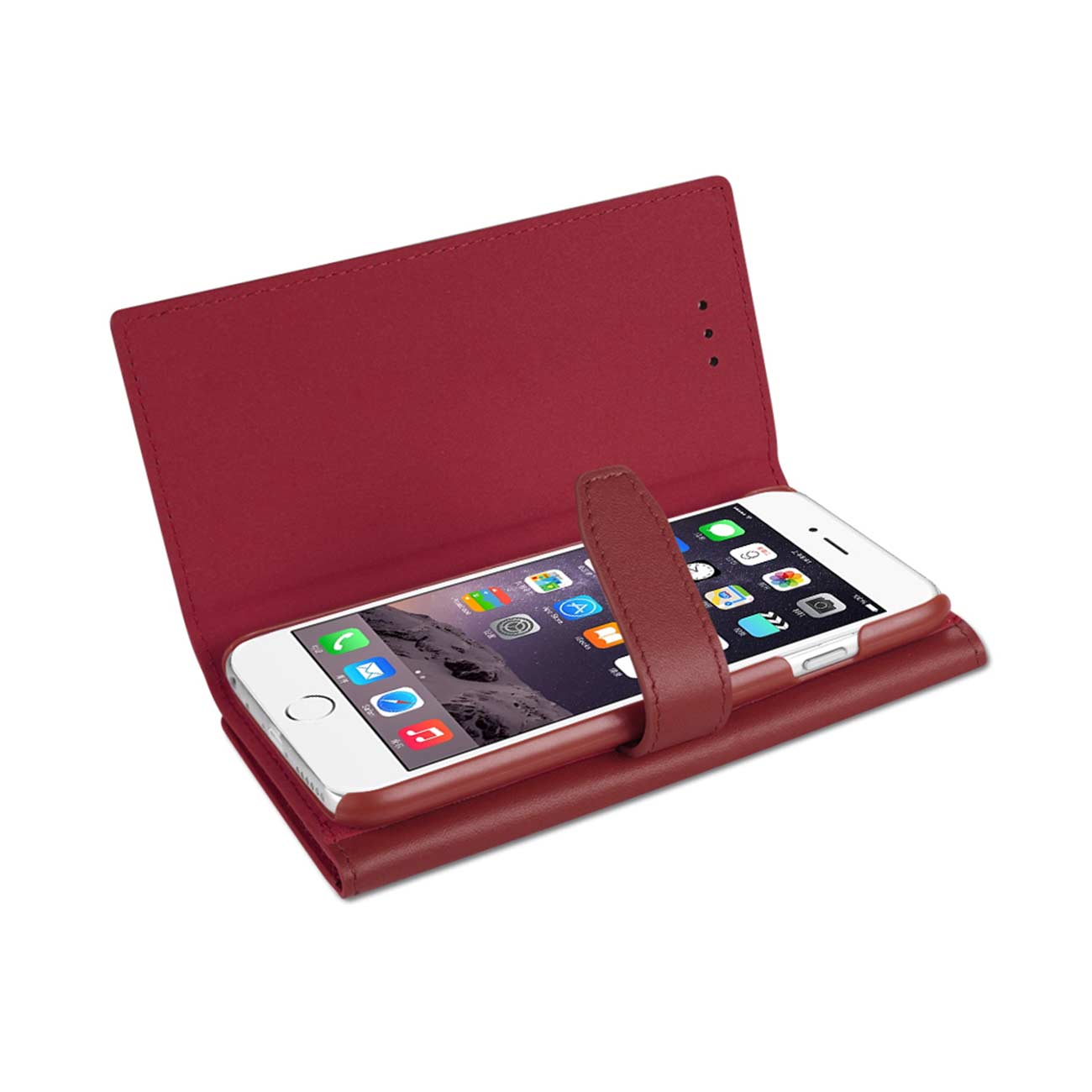 Wallet Case Genuine Leather RFID iPhone 6 Burgundy Color