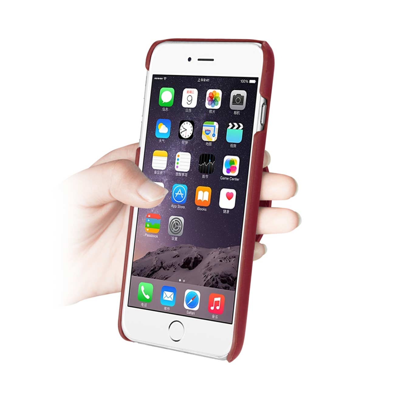 Case Genuine Leather Hand Strap iPhone 6 Plus Burgundy Color