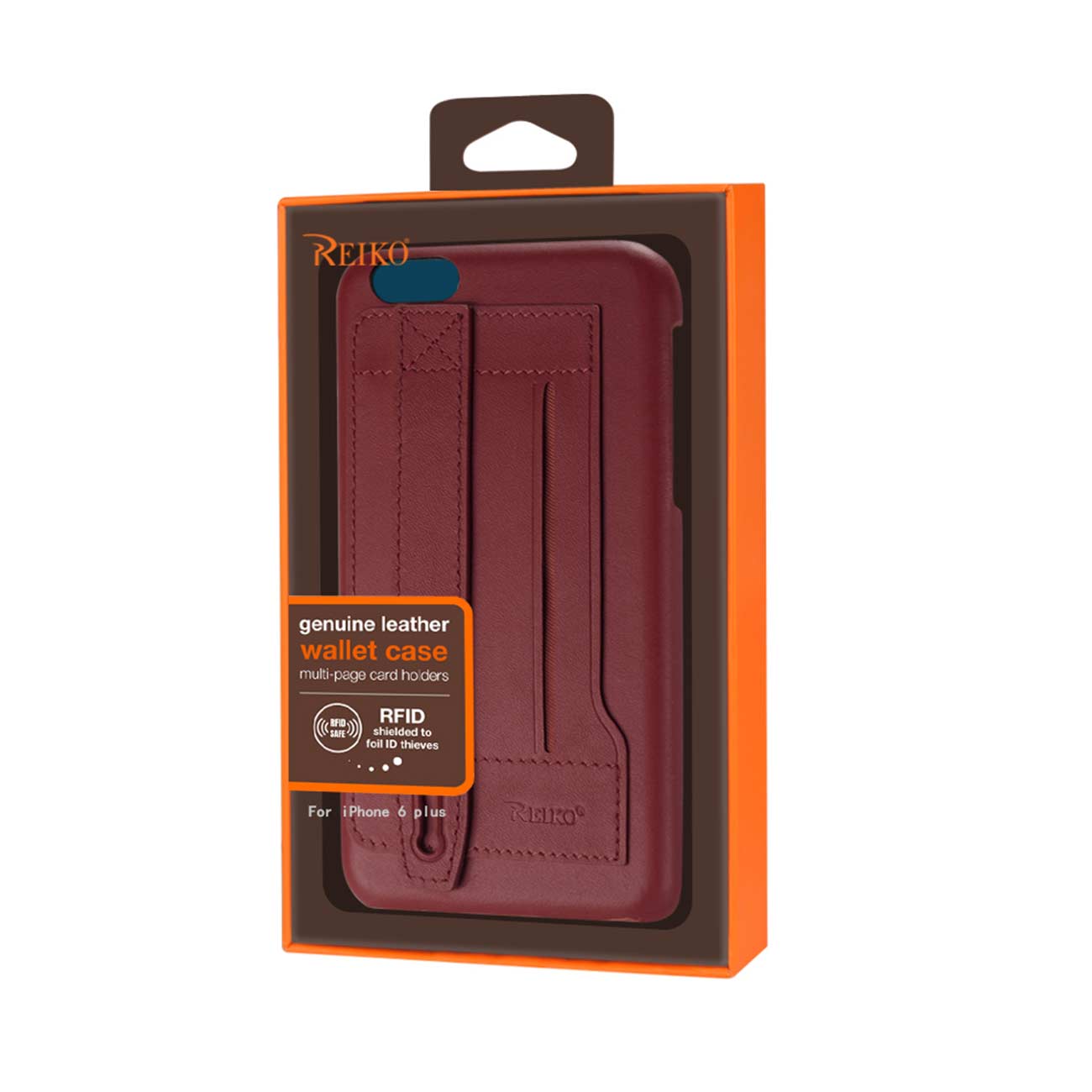 Case Genuine Leather Hand Strap iPhone 6 Plus Burgundy Color