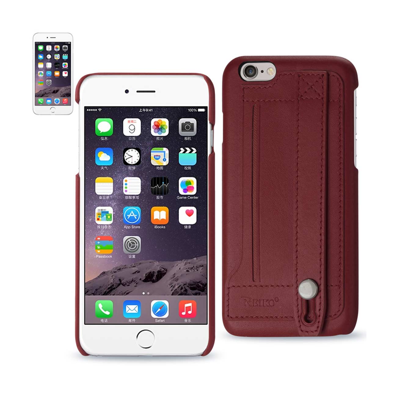 Case Genuine Leather Hand Strap iPhone 6 Burgundy Color