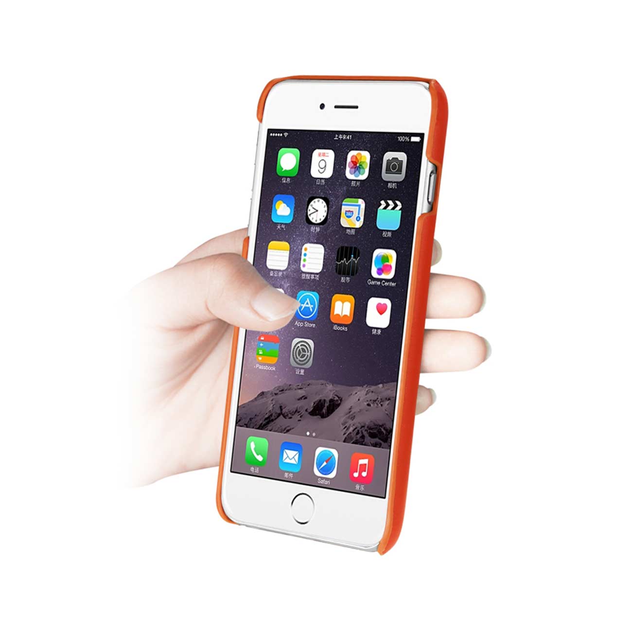 Case Genuine Leather Hand Strap iPhone 6 Tangerine Color