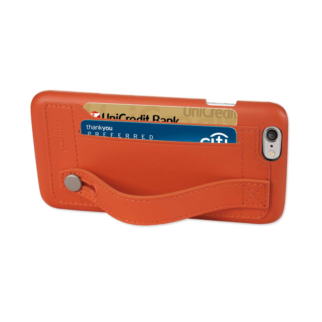 Case Genuine Leather Hand Strap iPhone 6 Tangerine Color