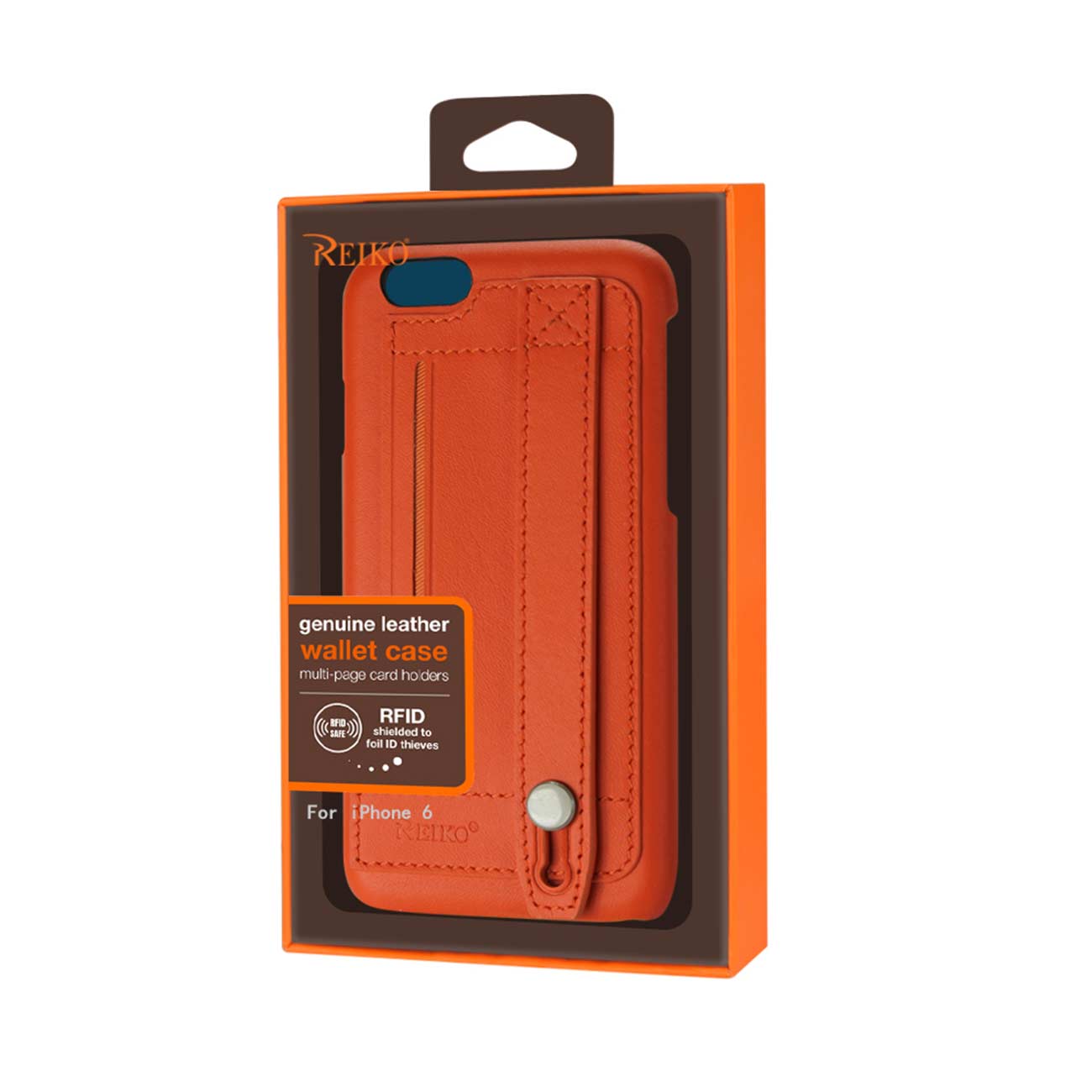 Case Genuine Leather Hand Strap iPhone 6 Tangerine Color
