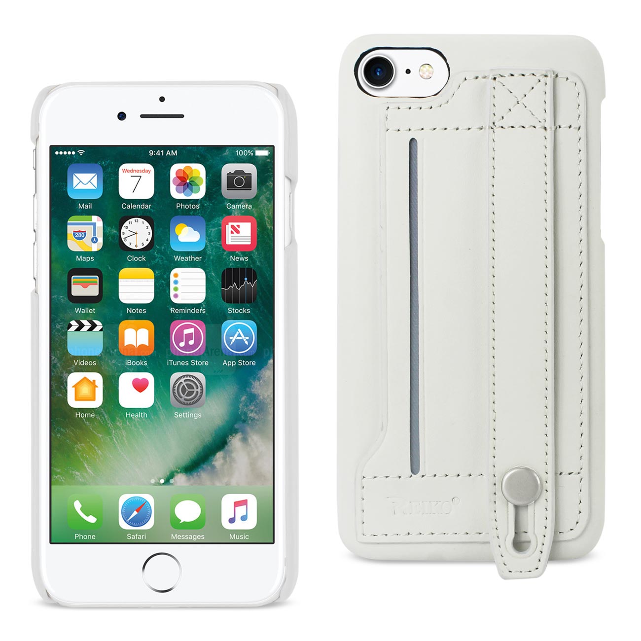 Case Genuine Leather Hand Strap iPhone 7/ 8/ SE2 Ivory Color
