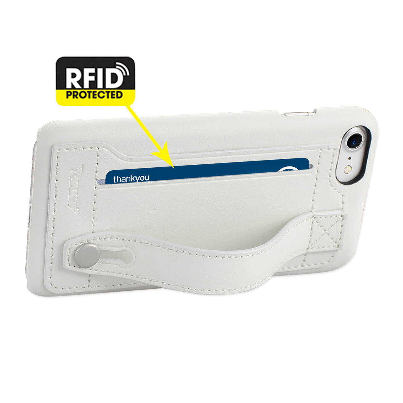 Case Genuine Leather Hand Strap iPhone 7/ 8/ SE2 Ivory Color