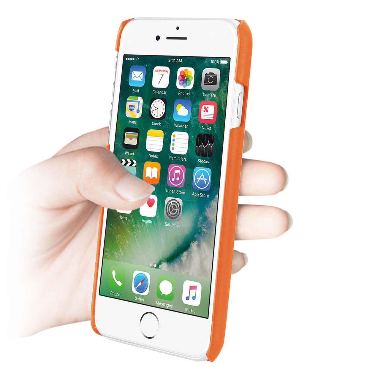 Case Genuine Leather Hand Strap iPhone 7/ 8/ SE2 Tangerine Color