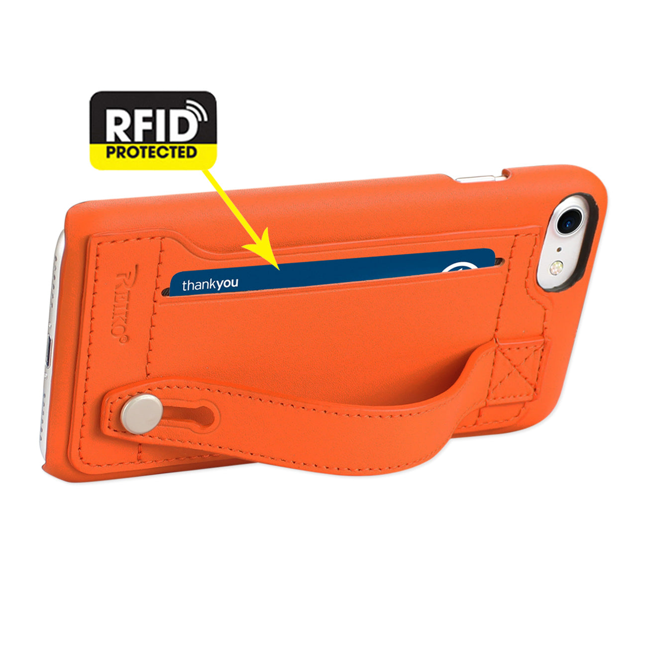 Case Genuine Leather Hand Strap iPhone 7/ 8/ SE2 Tangerine Color