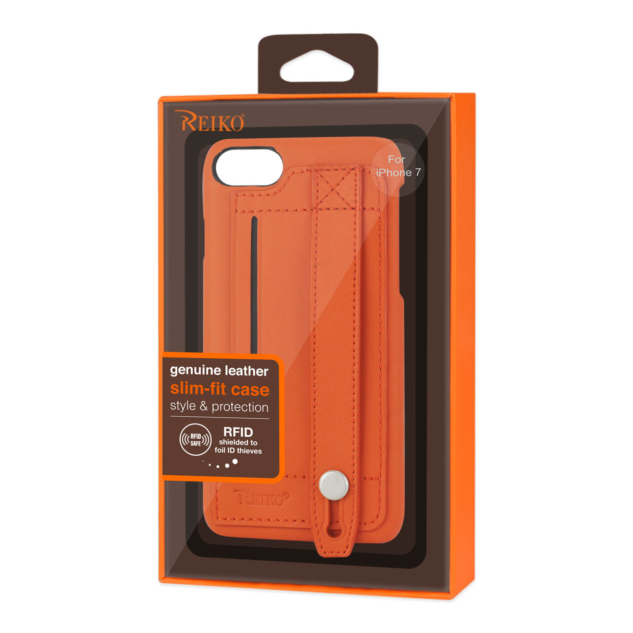 Case Genuine Leather Hand Strap iPhone 7/ 8/ SE2 Tangerine Color