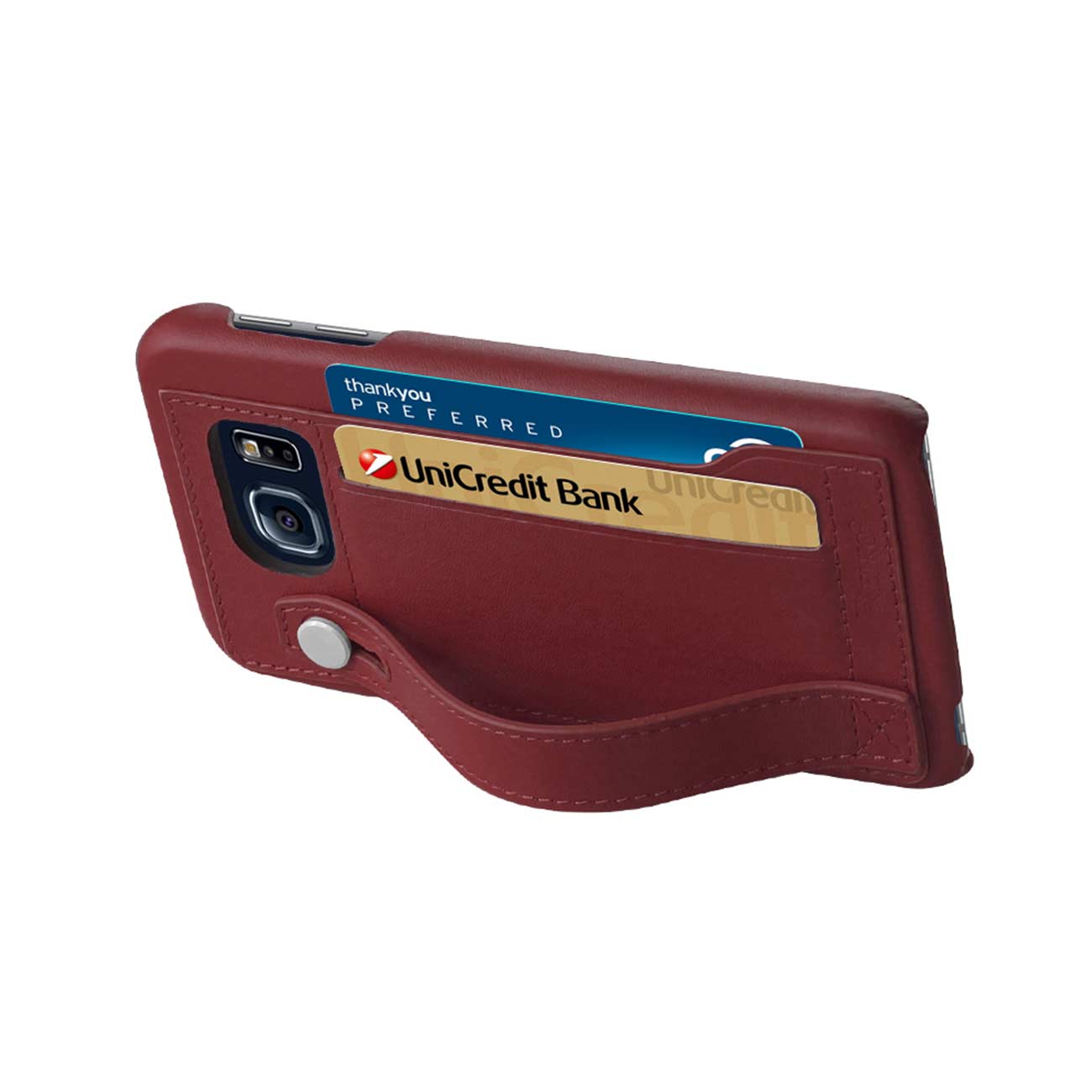 Samsung Galaxy Note 5 Genuine Leather Hand Strap Case In Burgundy