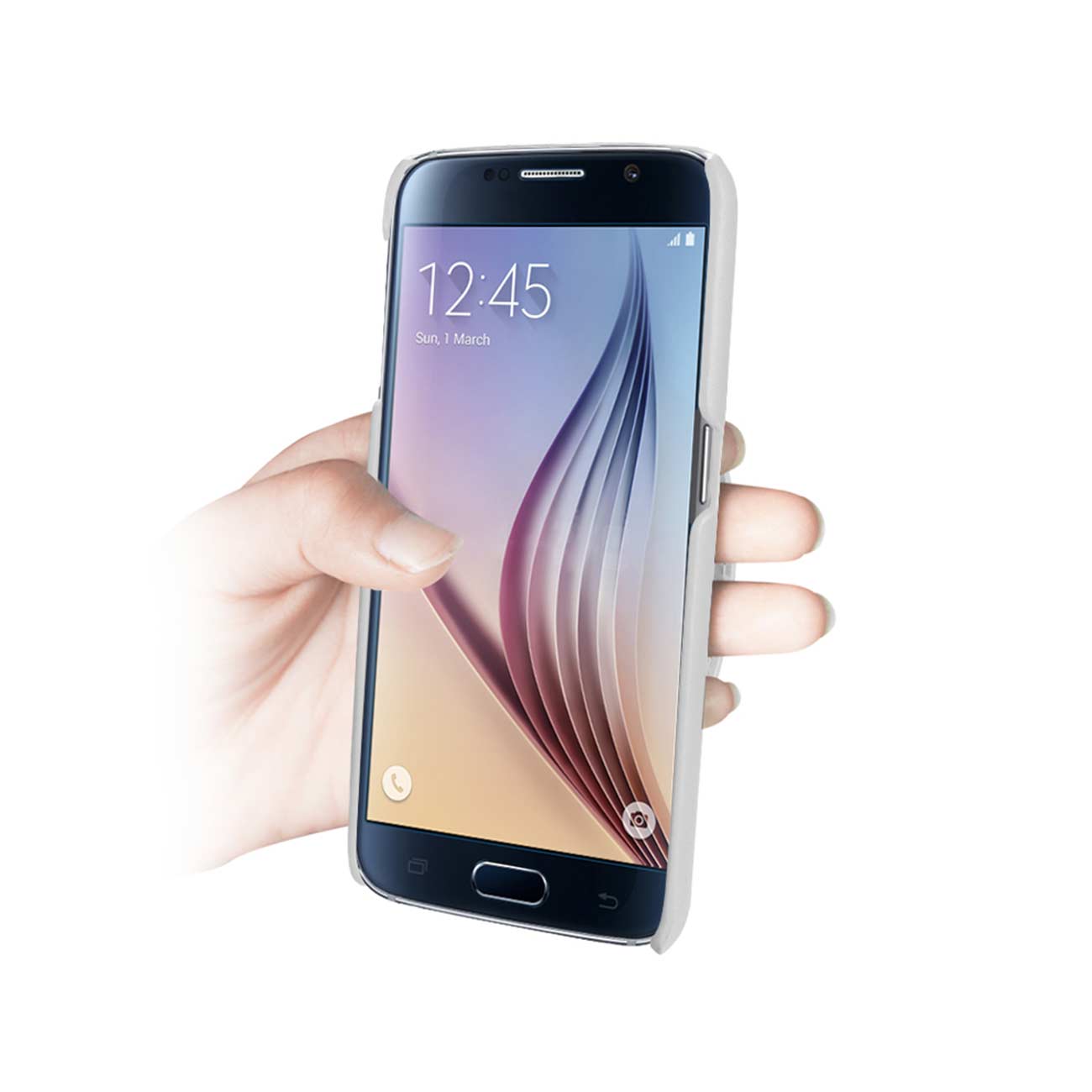 Case Genuine Leather Hand Strap Samsung Galaxy S6 Ivory Color
