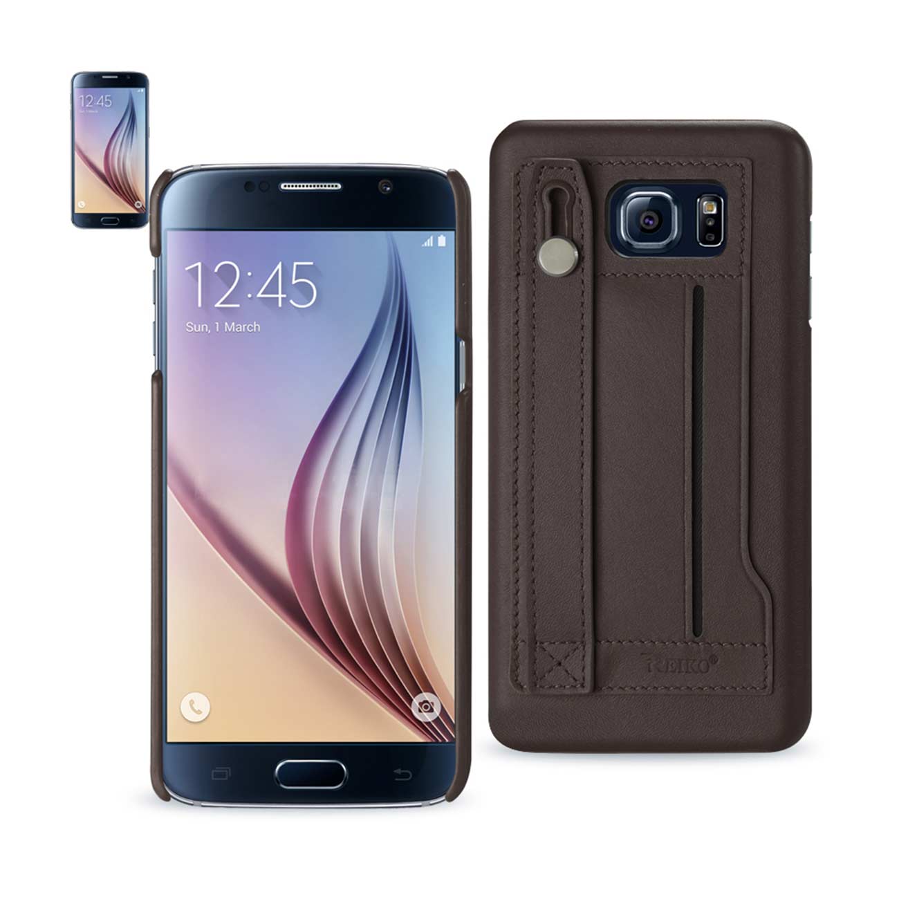 Case Genuine Leather Hand Strap Samsung Galaxy S6 Umber Color