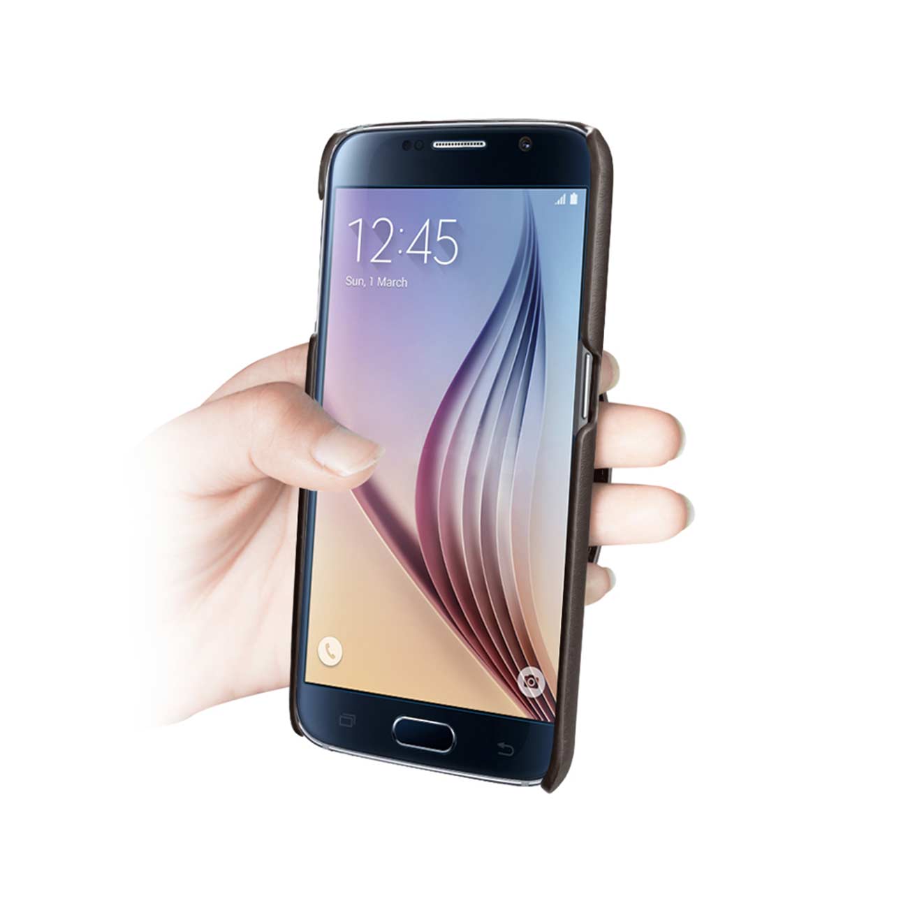 Case Genuine Leather Hand Strap Samsung Galaxy S6 Umber Color