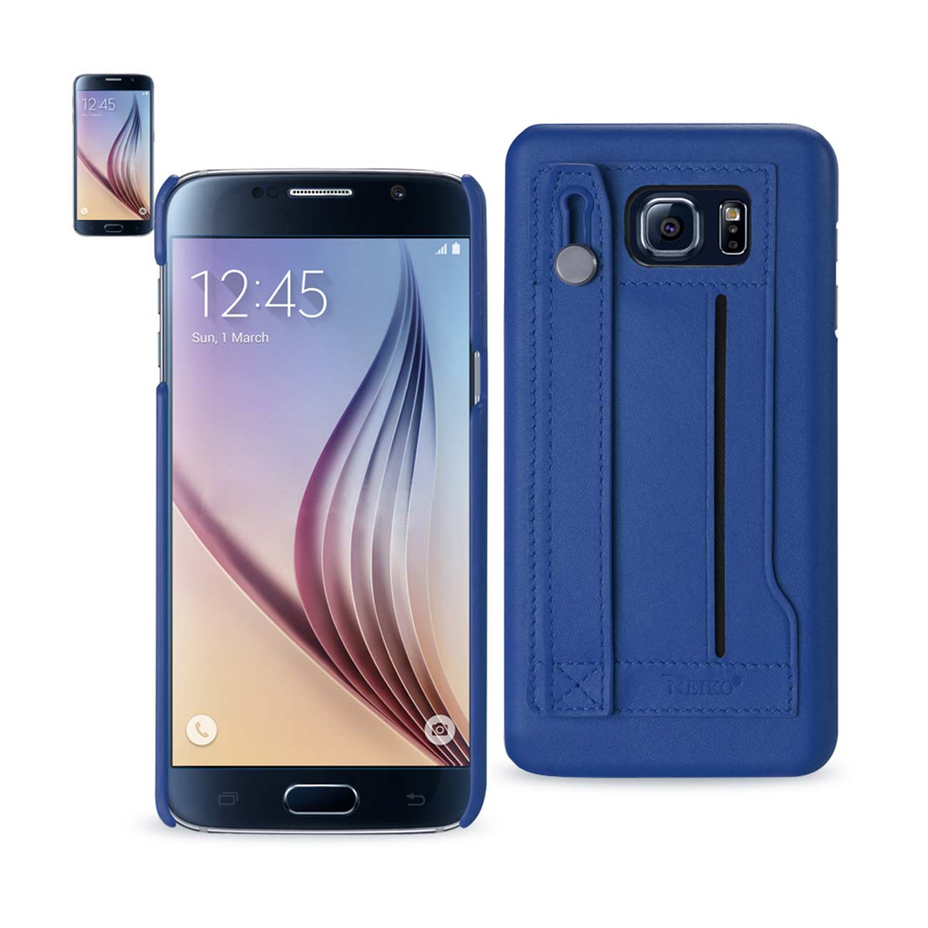 Case Genuine Leather Hand Strap Samsung Galaxy S6 Ultramarine Color