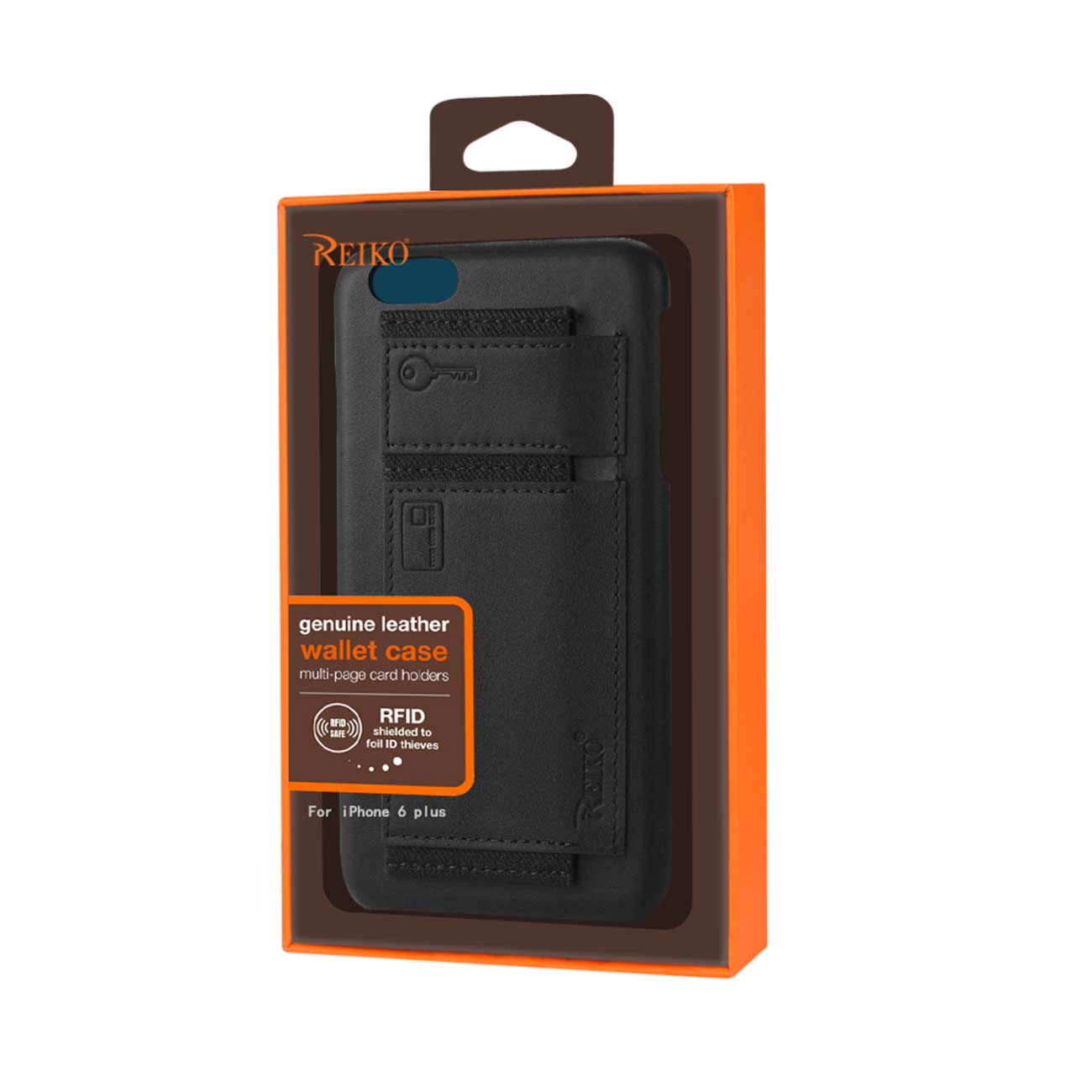 Case Protection Genuine Leather RFID Key Holder iPhone 6 Plus Black Color