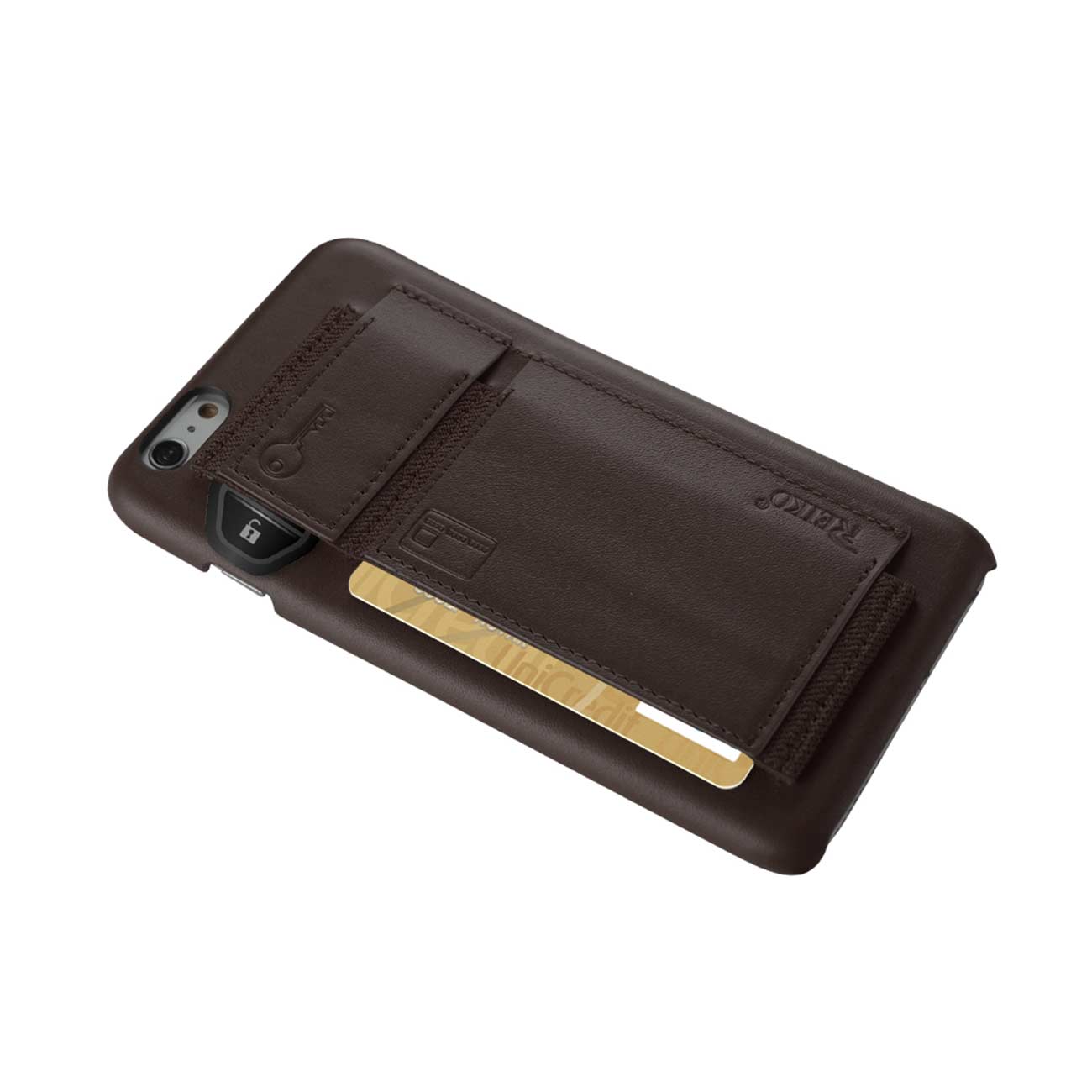 Case Protection Genuine Leather RFID Key Holder iPhone 6 Plus Umber Color
