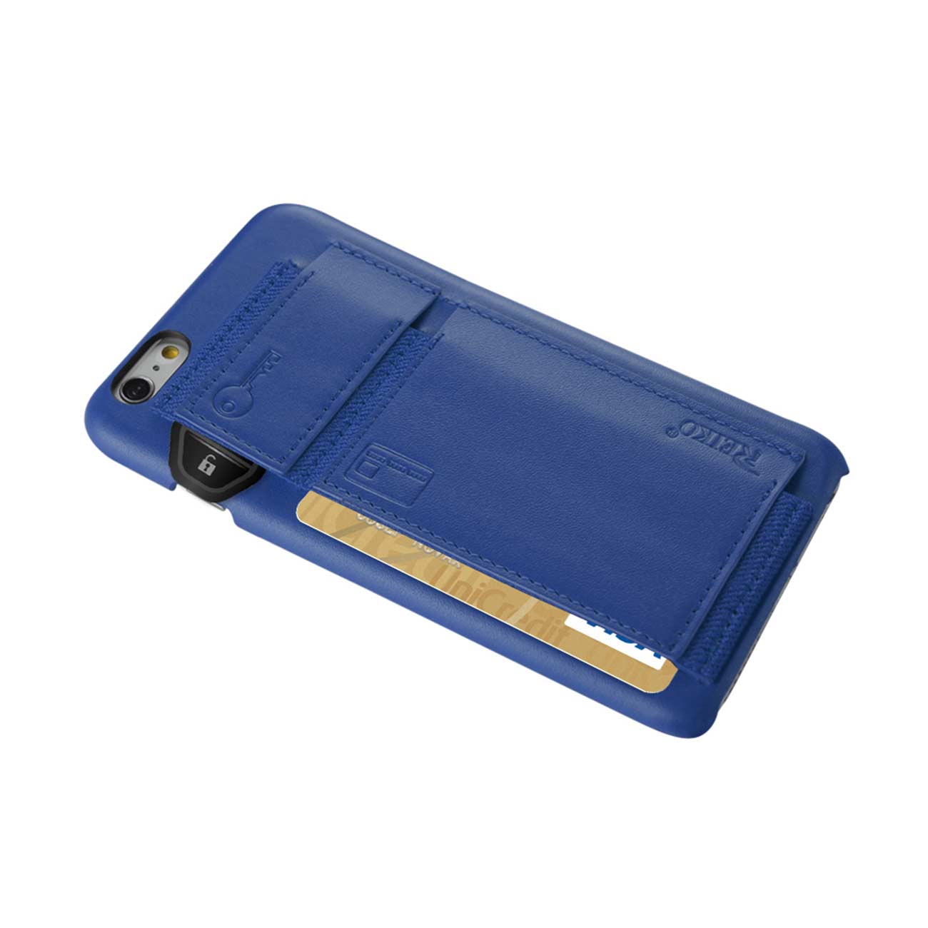 Case Protection Genuine Leather RFID Key Holder iPhone 6 Ultramarine Color