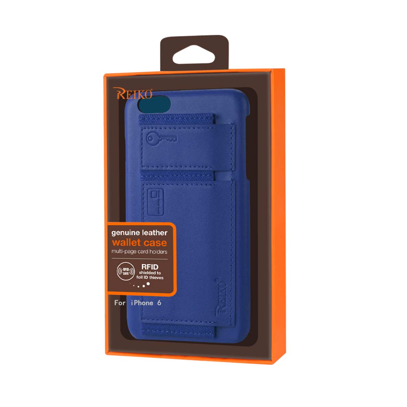 Case Protection Genuine Leather RFID Key Holder iPhone 6 Ultramarine Color