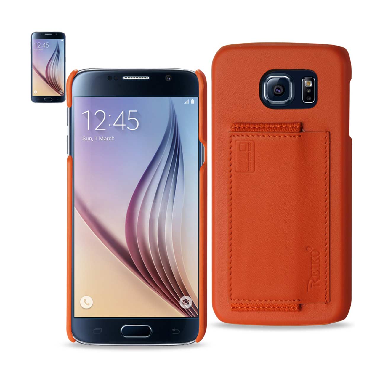 Samsung Galaxy S6 Rfid Genuine Leather Case Protection And Key Holder In Tangerine