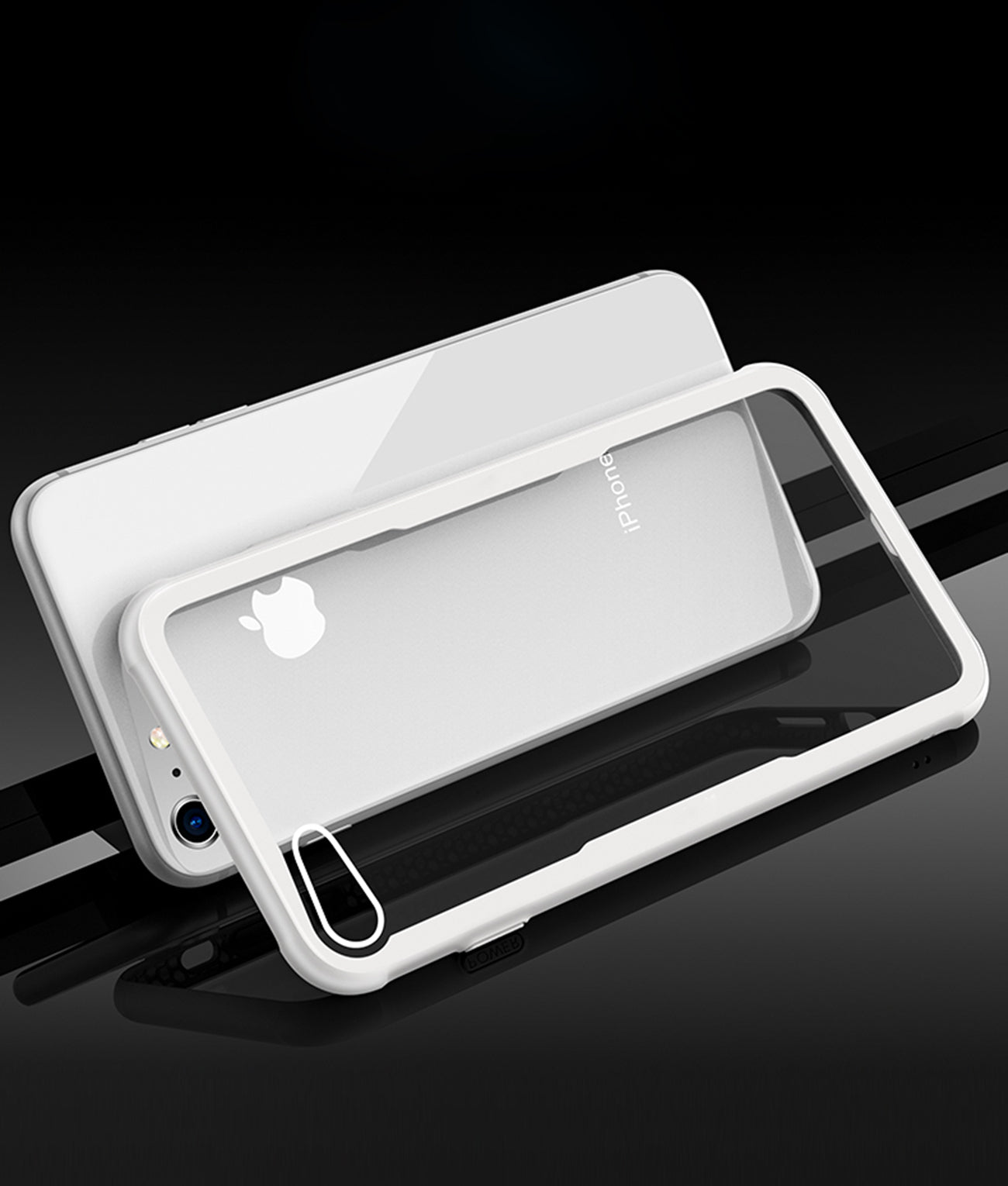 iPhone 7/8/SE2 Hard Glass TPU Case With Tempered Glass Screen Protector In Clear White