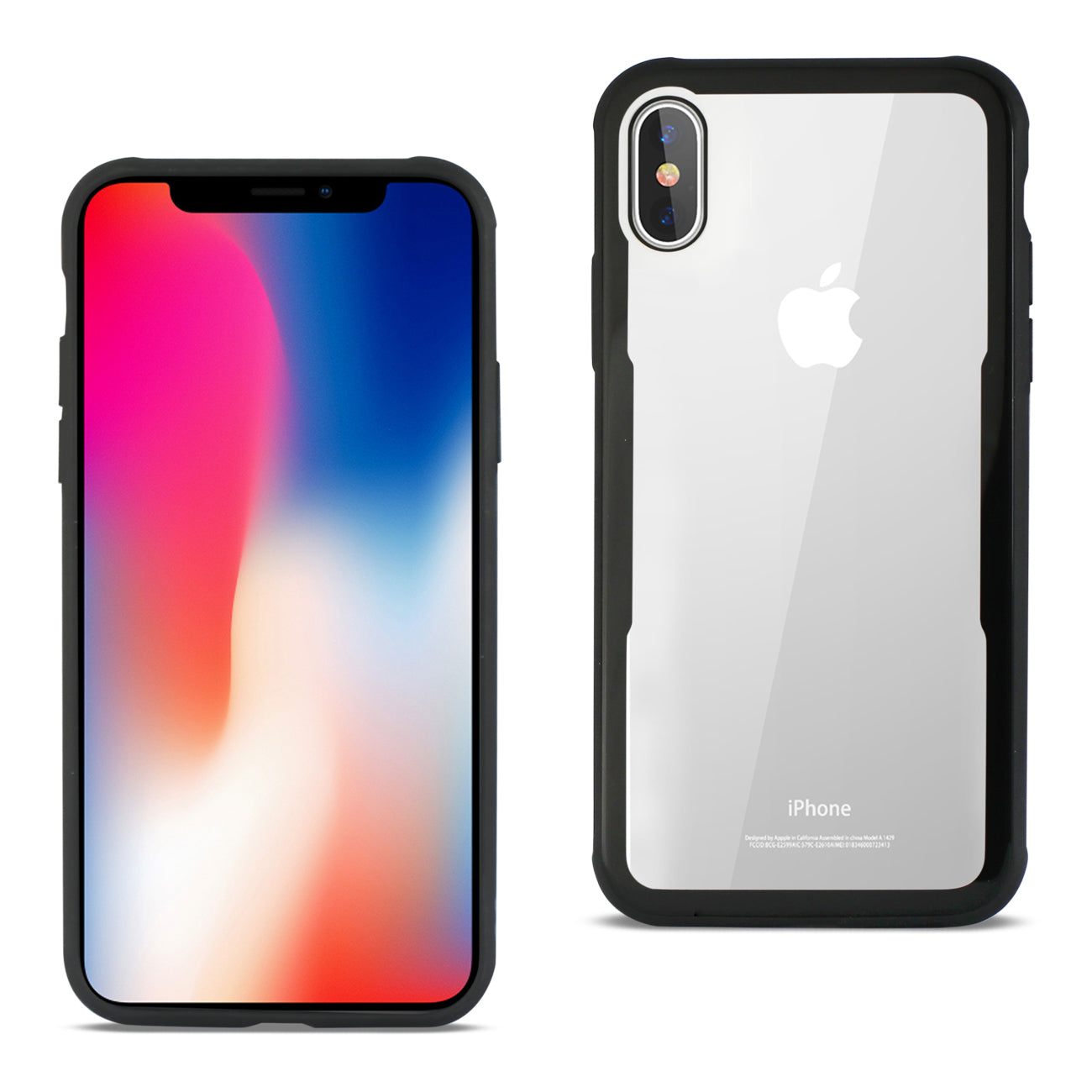 iPhone X/iPhone XS Hard Glass TPU Case With Tempered Glass Screen Protector In Clear Black