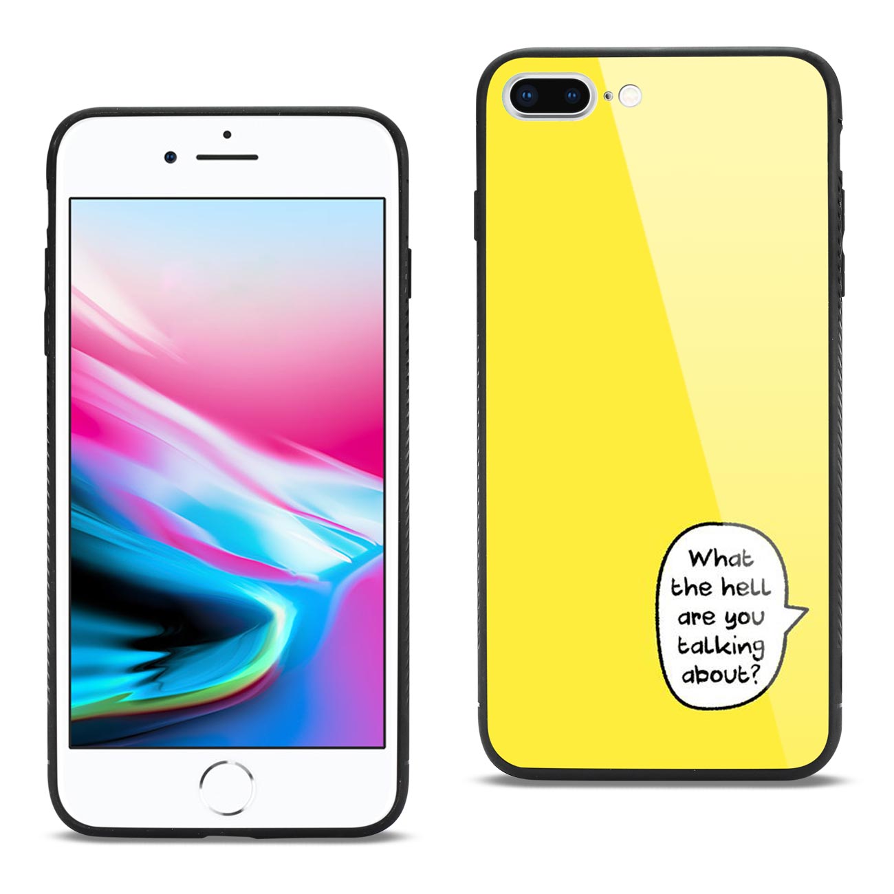 Case TPU Hard Glass Design iPhone 8 Plus Yellow Color