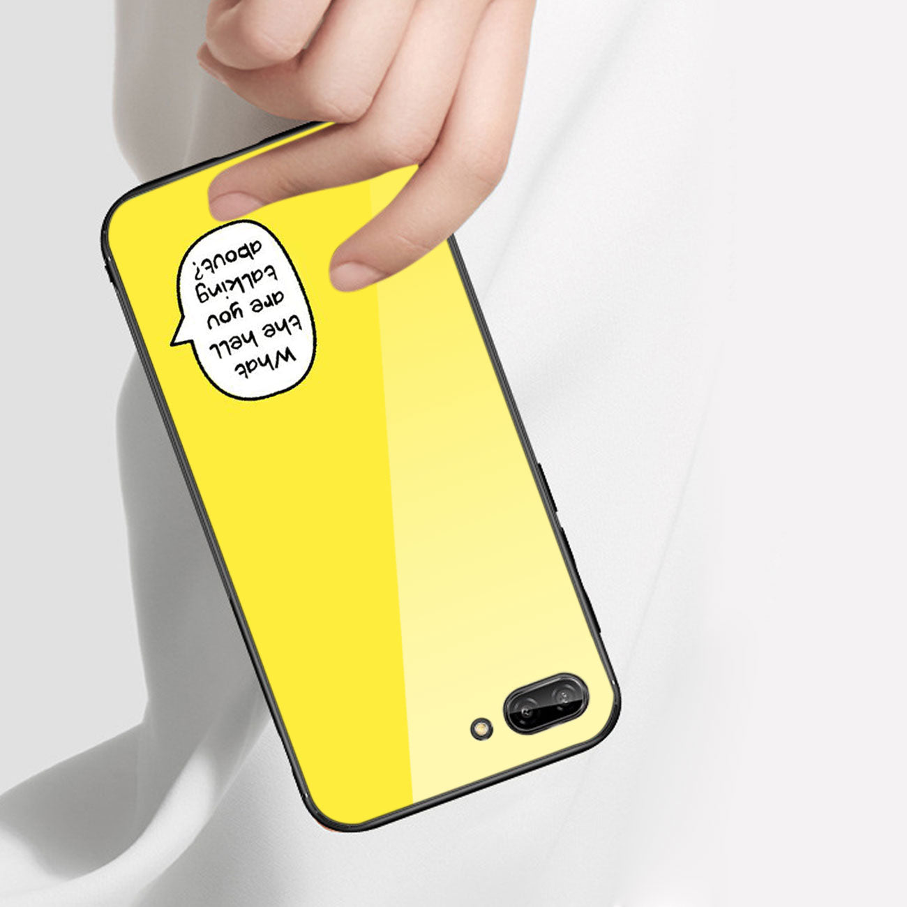 Case TPU Hard Glass Design iPhone 8 Plus Yellow Color