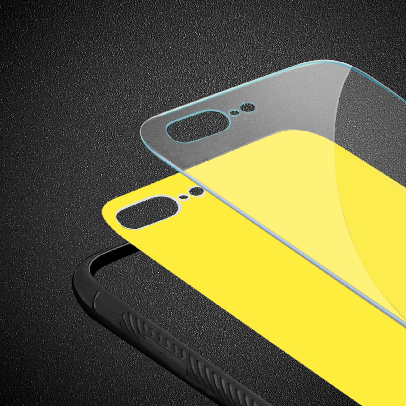Case TPU Hard Glass Design iPhone 8 Plus Yellow Color