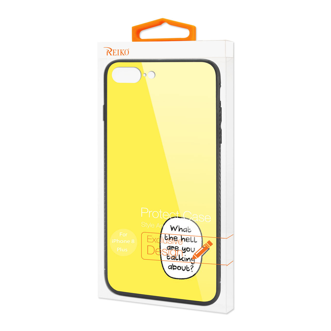 Case TPU Hard Glass Design iPhone 8 Plus Yellow Color