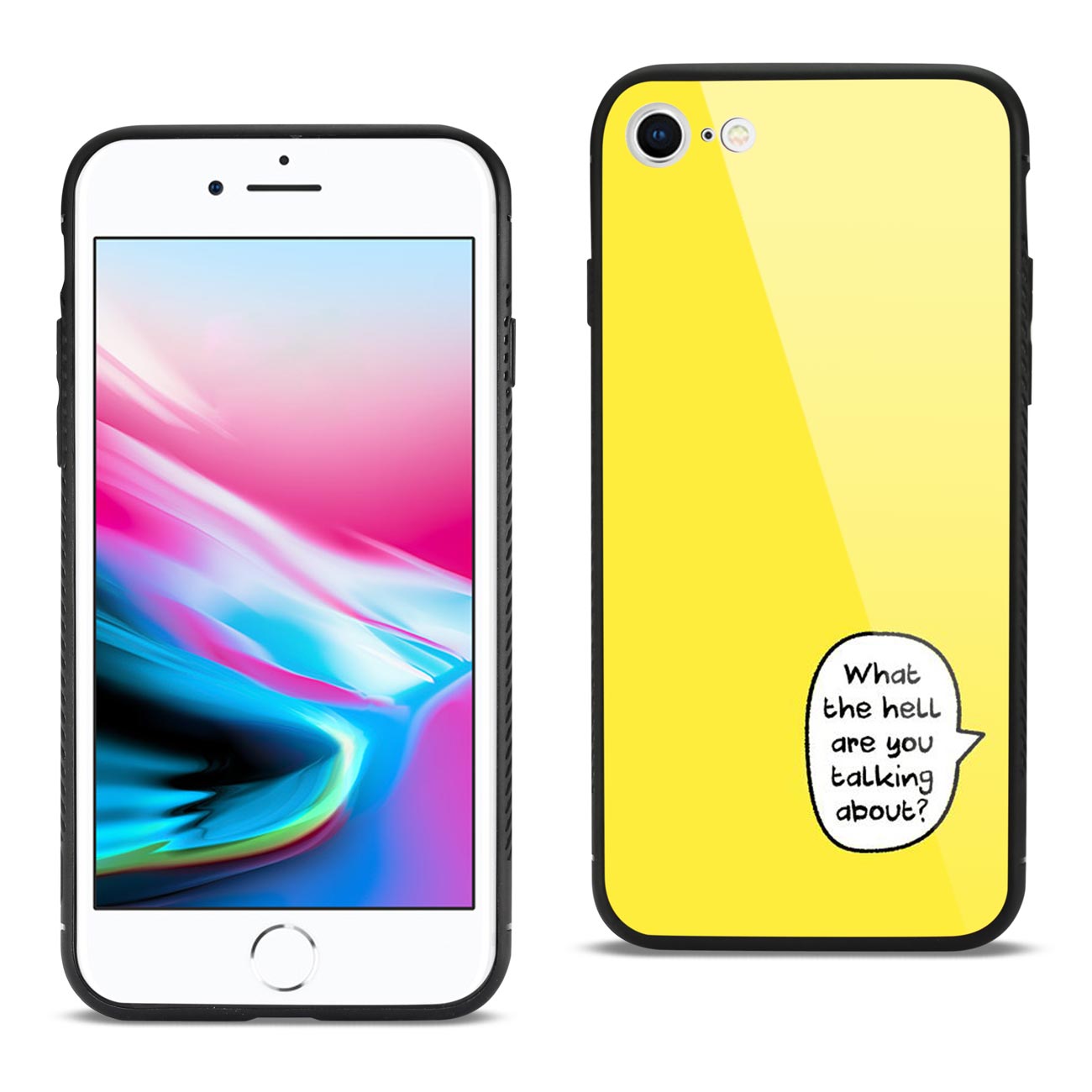 Case TPU Hard Glass Design iPhone 7/8/SE2 Yellow Color