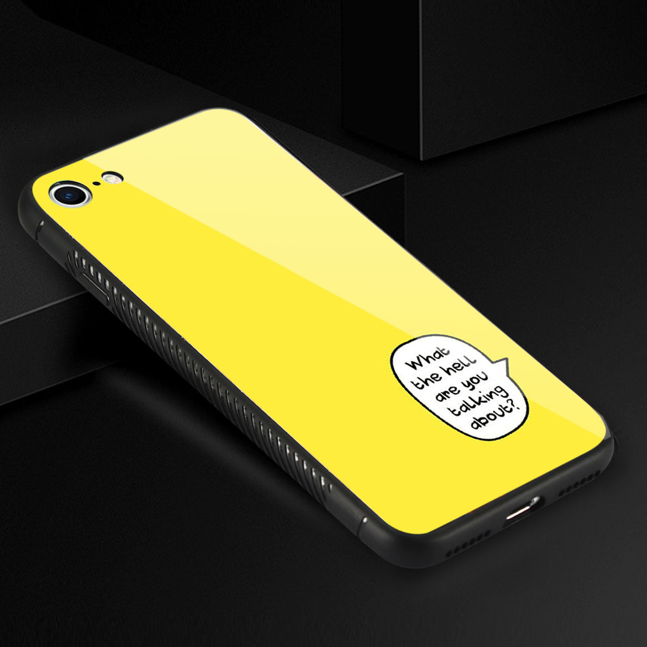 Case TPU Hard Glass Design iPhone 7/8/SE2 Yellow Color