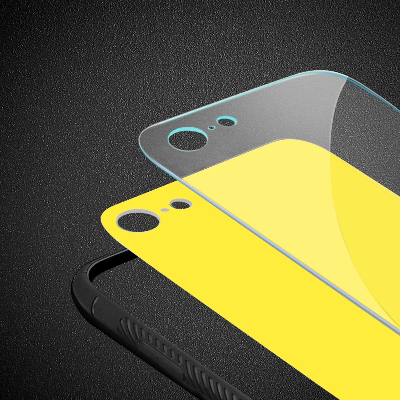 Case TPU Hard Glass Design iPhone 7/8/SE2 Yellow Color