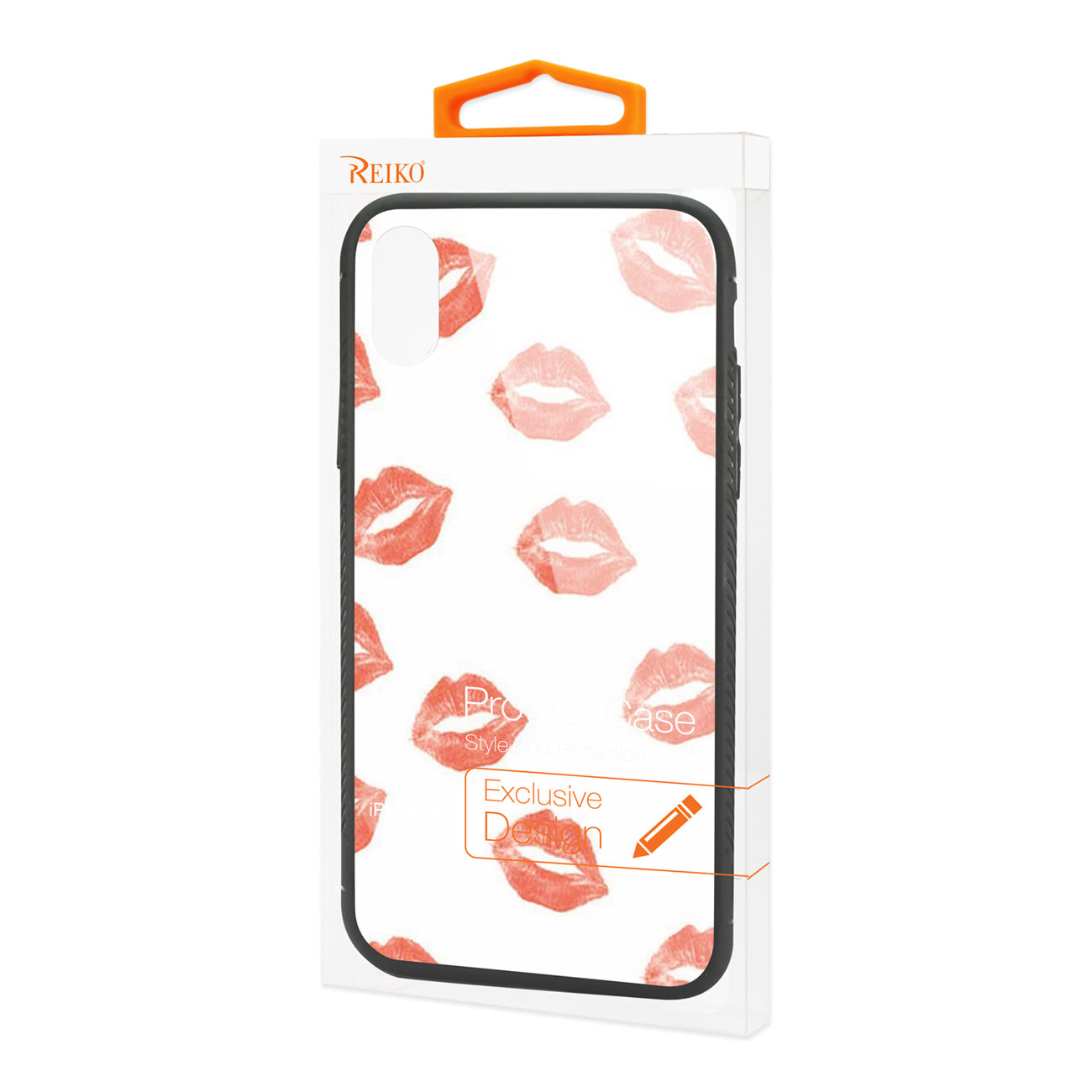 iPhone X/iPhone XS Hard Glass Design TPU Case With Lipstick Kiss Pattern