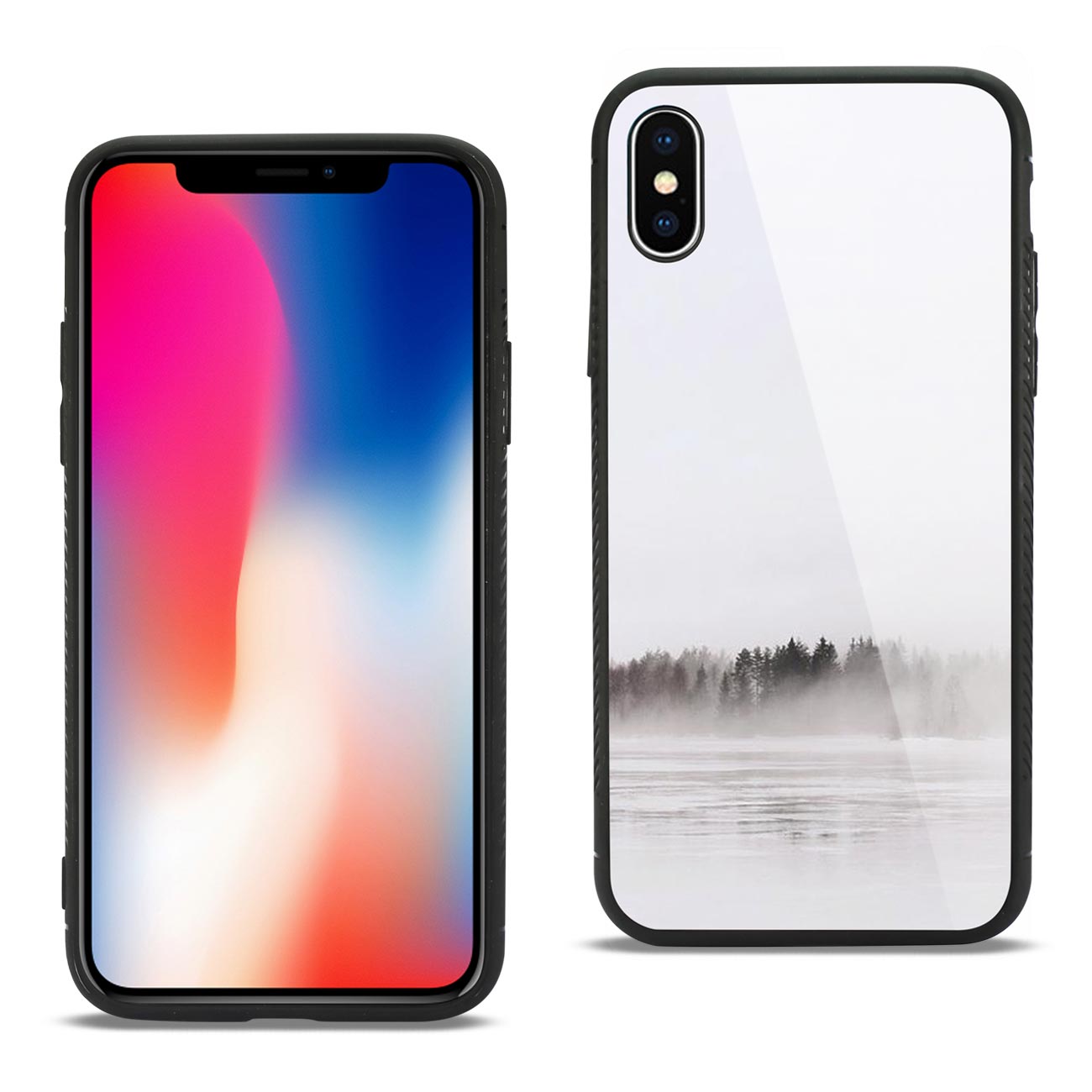 iPhone X/iPhone XS Hard Glass Design TPU Case With Lake Scene