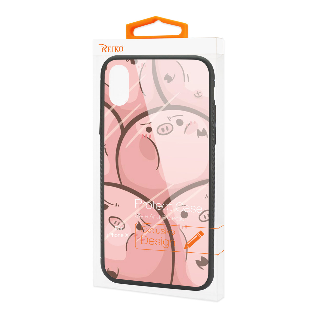 iPhone X/iPhone XS Hard Glass Design TPU Case With Pink Pig Faces