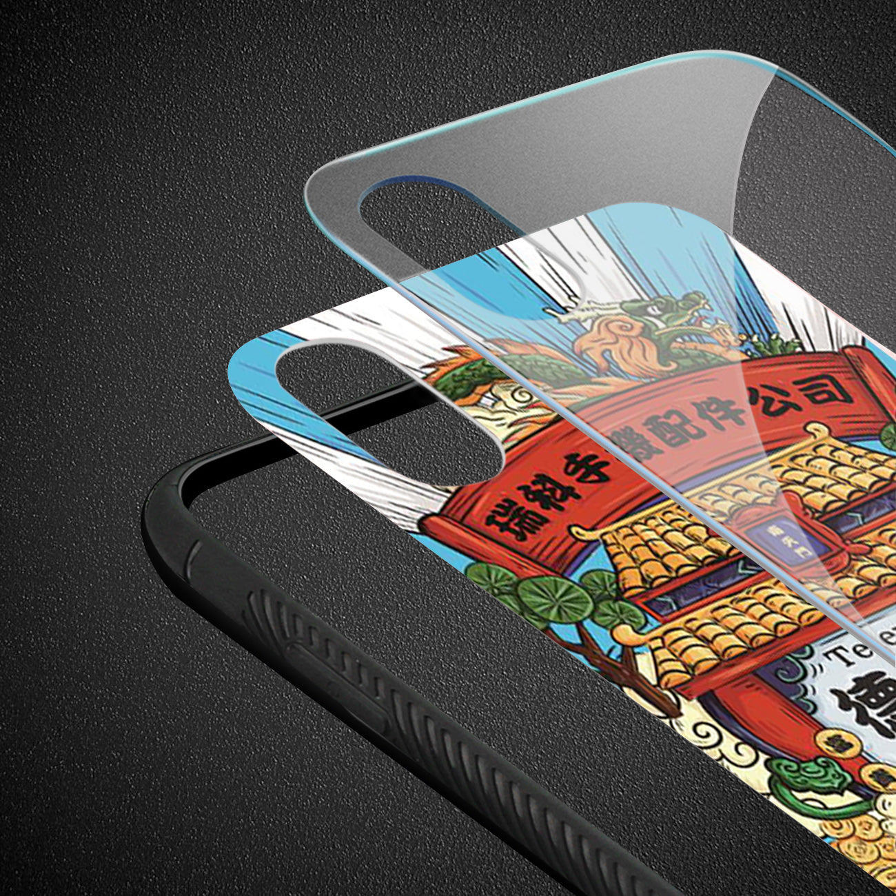 Case TPU With Phone Hard Glass Design iPhone X/ iPhone XS