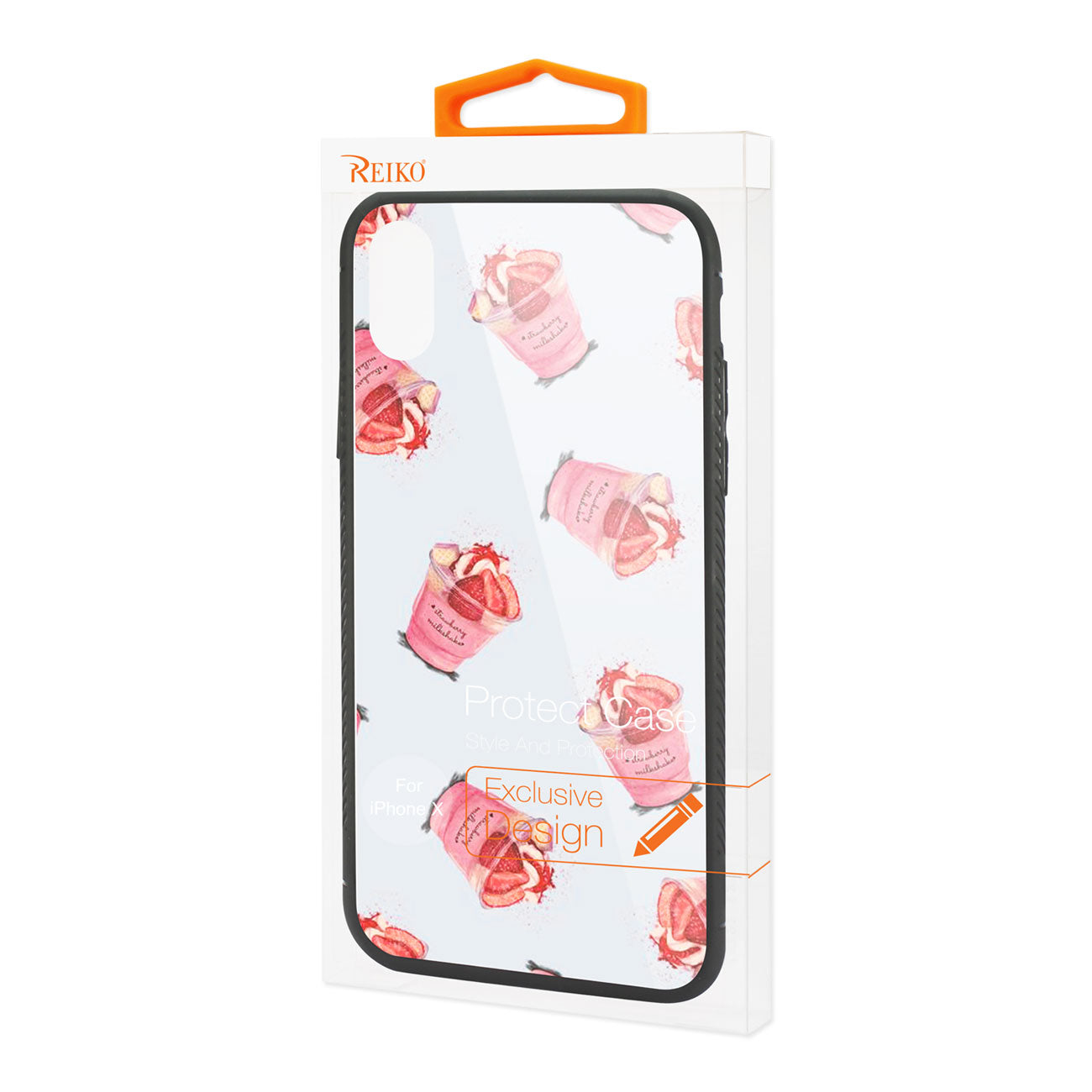 iPhone X/iPhone XS Hard Glass Design TPU Case With Strawberry Cups