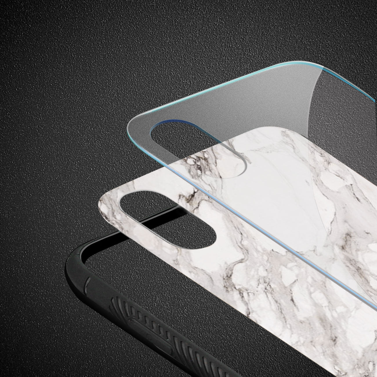 iPhone X/iPhone XS Hard Glass Design TPU Case With White Marble