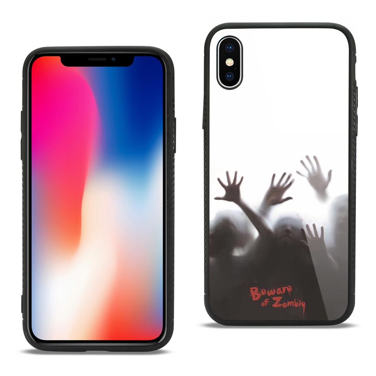 Case TPU Hard Glass Design With Zombies iPhone X/ iPhone XS