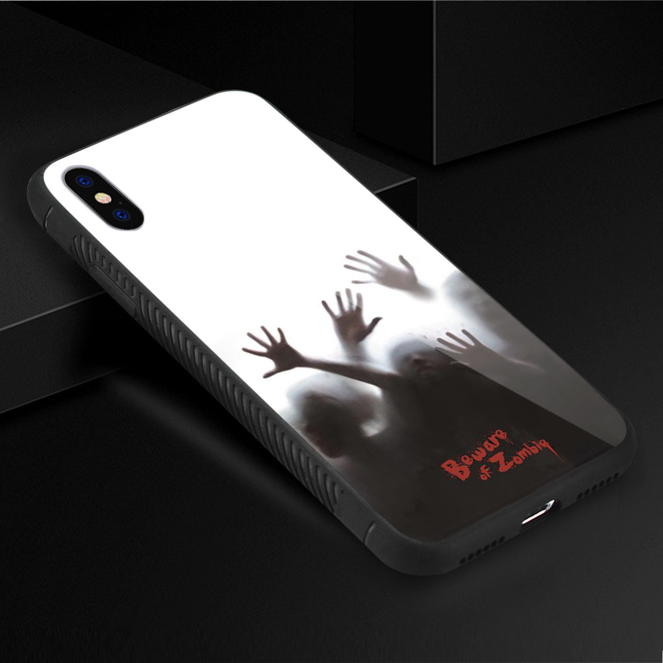 Case TPU Hard Glass Design With Zombies iPhone X/ iPhone XS