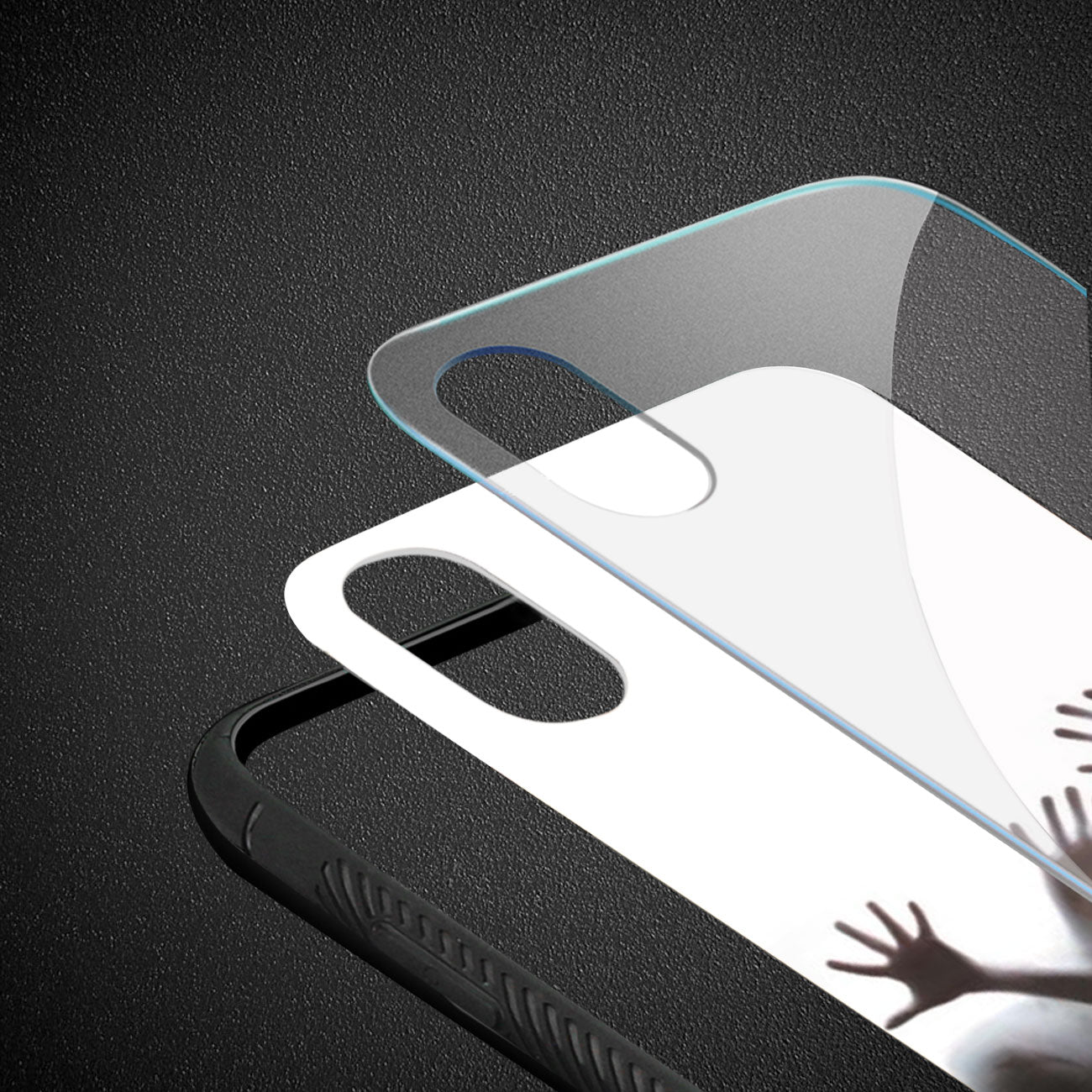 Case TPU Hard Glass Design With Zombies iPhone X/ iPhone XS