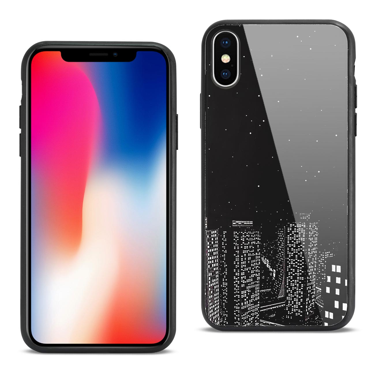 Case TPU Hard Glass Night Design Reiko iPhone X