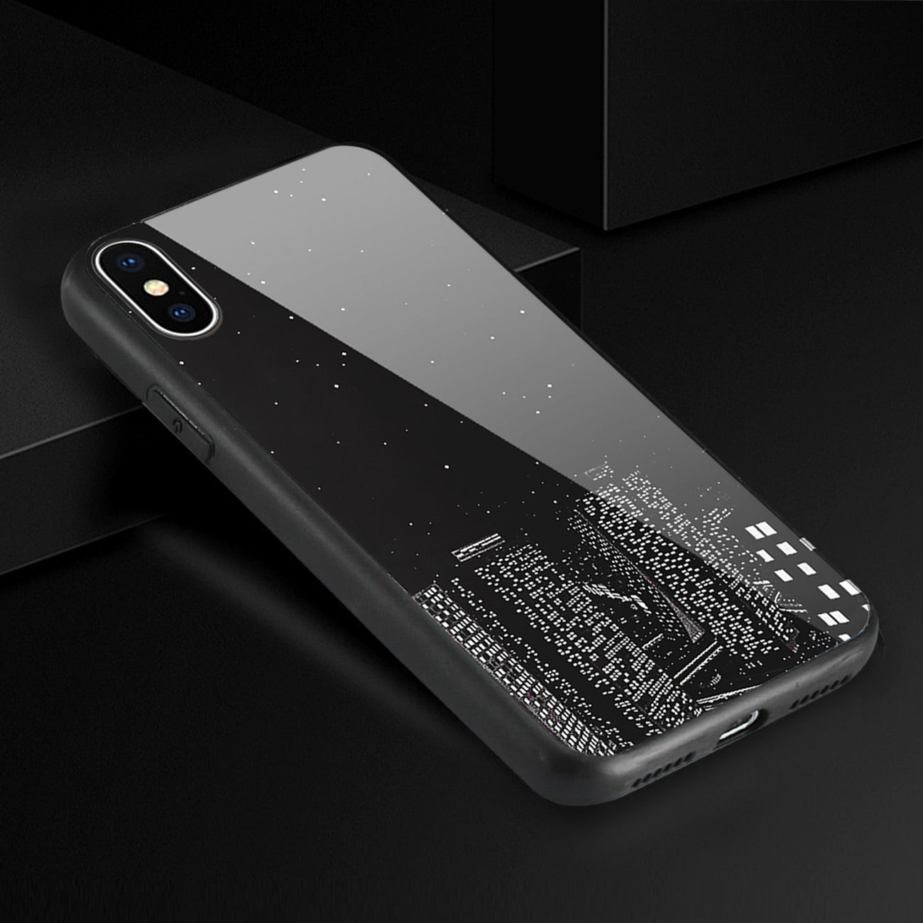 Case TPU Hard Glass Night Design Reiko iPhone X