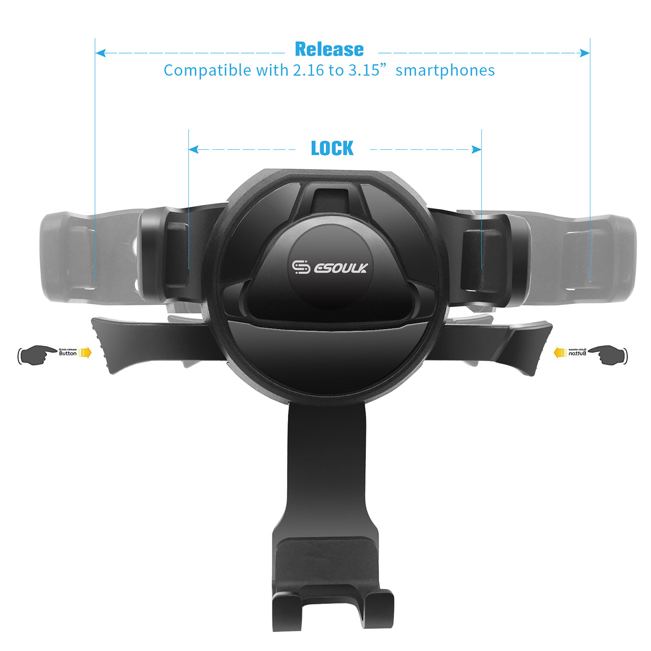 One Touch Dashboard Windshield Car Mount Phone Holder-Black