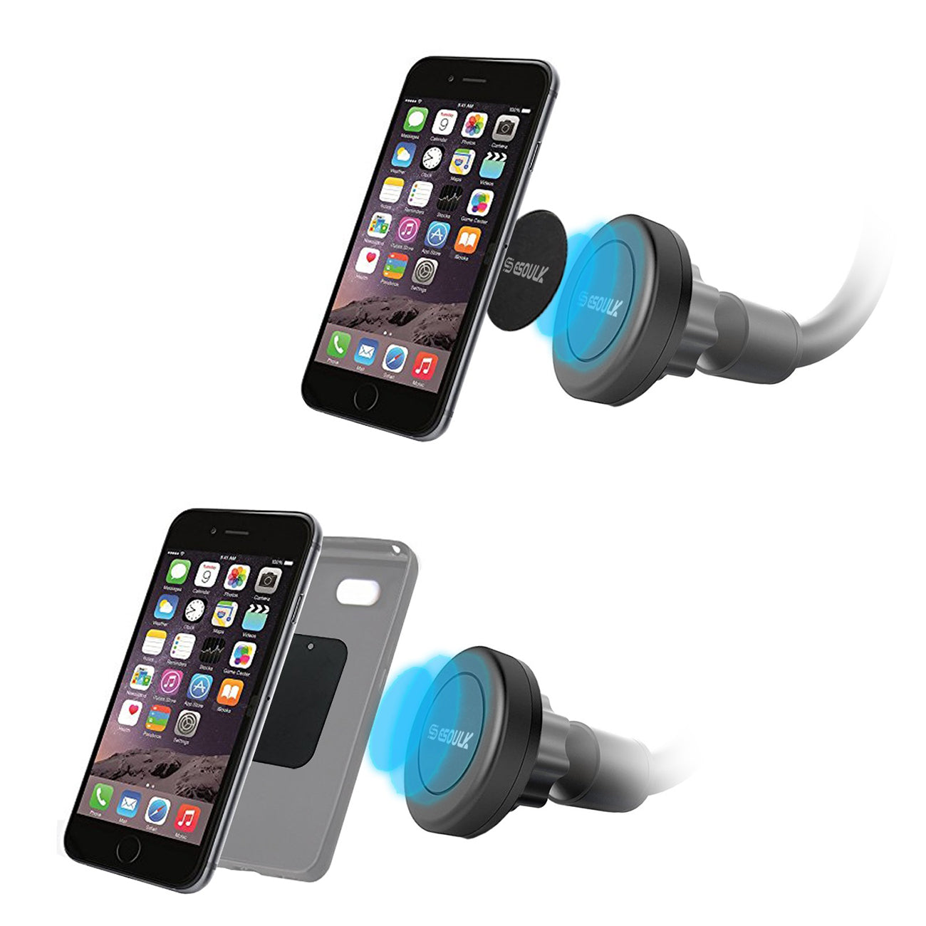 Car Dashboard Mount Long Magnetic Phone Holder Universal 360° Mounting Plate