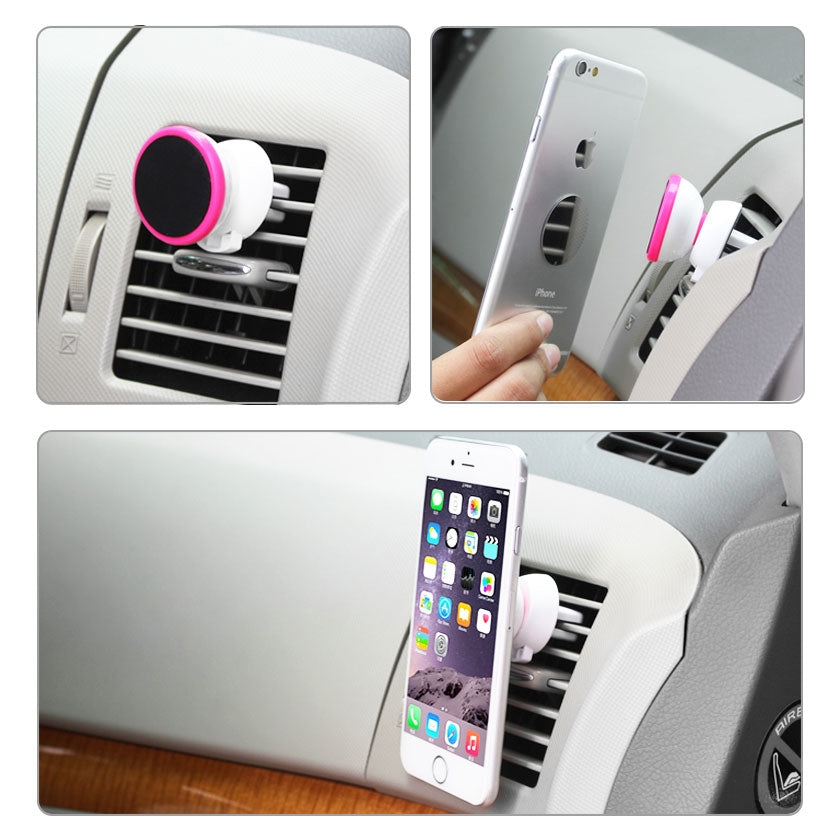 UNIVERSAL AIR VENT MAGNETIC CAR MOUNT PHONE HOLDER IN WHITE HOT PINK