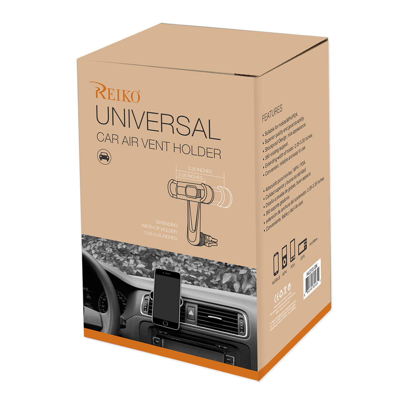 Reiko Universal Cell Phone Air Vent Car Mount Holder Cradle In Black